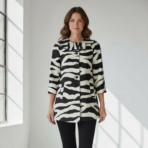 Kate Spade Nightengale Zebra Print Evening Coat Oak Room Size M Art to Wear